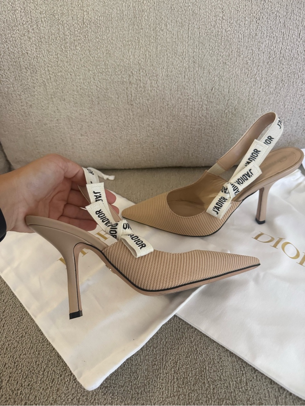 Dior Beige J'Adior Pointed Slingback Heels - Picture 2 of 4